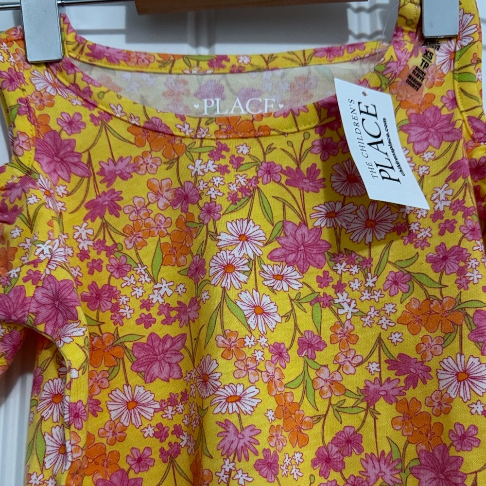 The Children's Place Yellow Floral of shoulder Dress new with tag